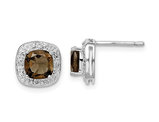 1.62Carat (ctw) Smoky Quartz Earrings in Sterling Silver with Accent Diamonds